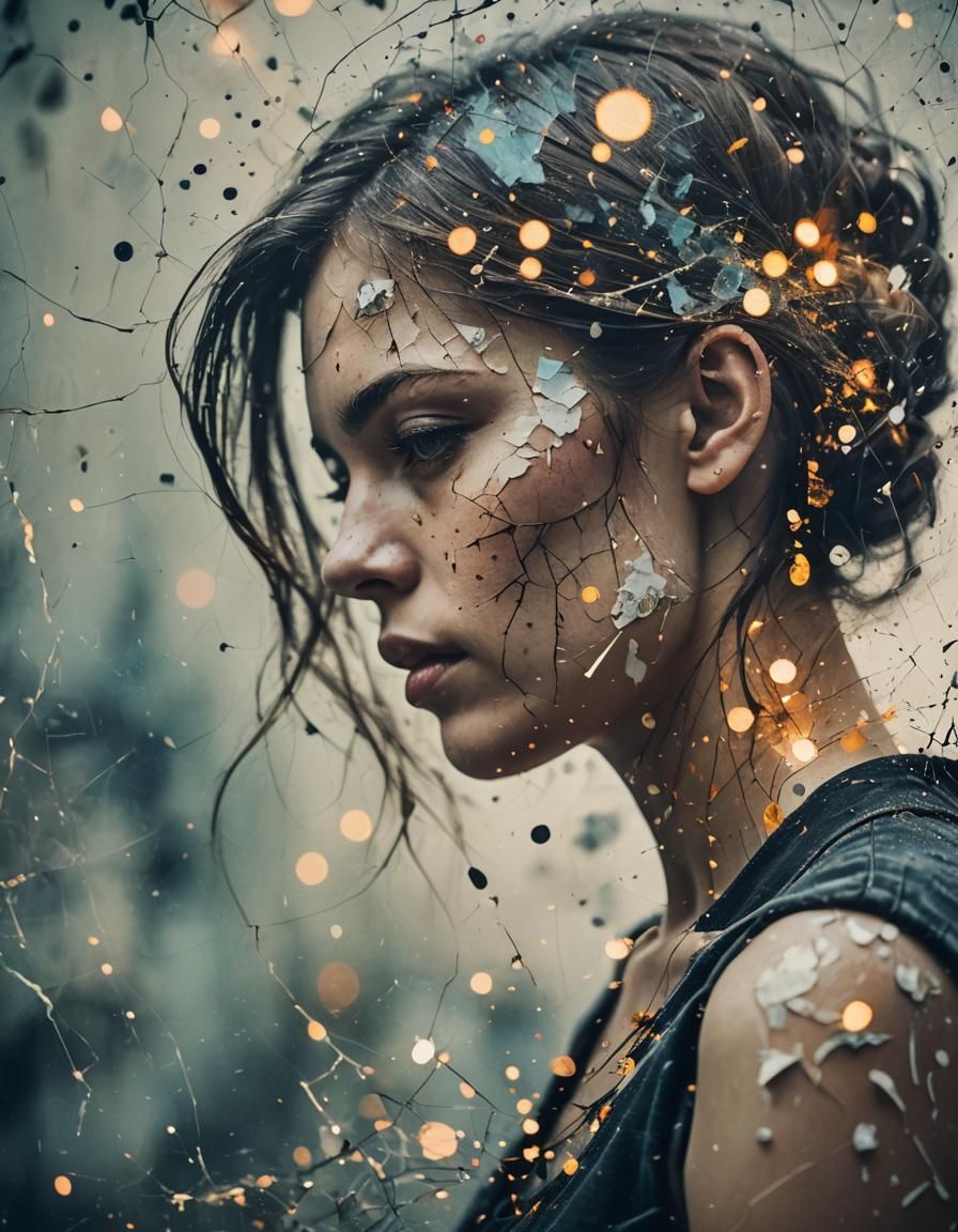 Surreal Double Exposure Artwork: Love and Hate