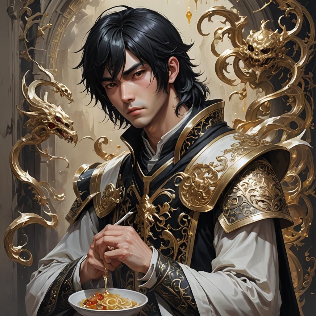 Sickly D&D Cleric Oil Painting in Anime Style