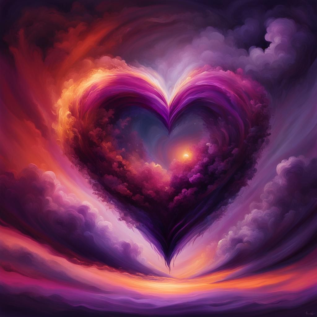 Glowing Heart in Twilight Ambiance: Digital Art