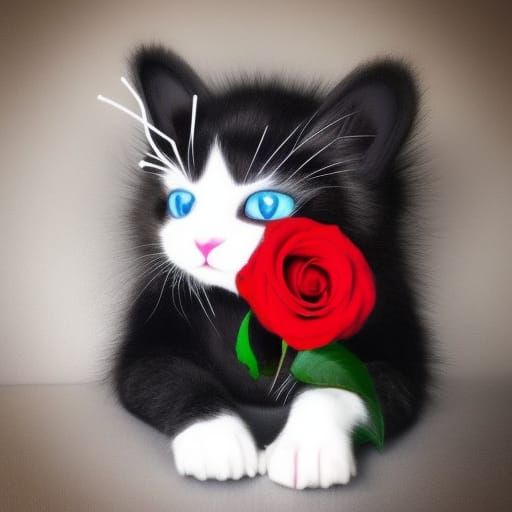 Fantasy Cat with Roses and Crown