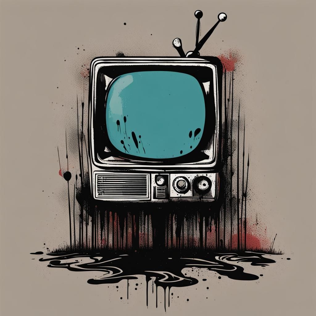Distressed Retro TV T-Shirt Design
