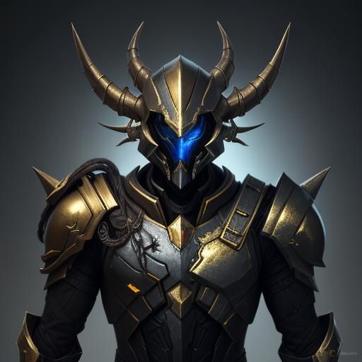 Infested Protoss Warrior with Golden Helmet in Dark Fantasy