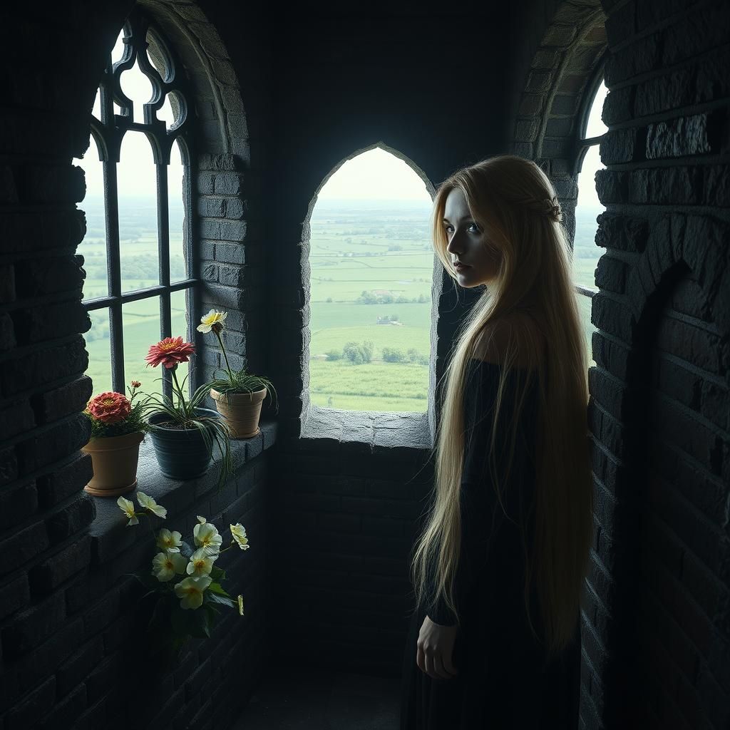 Melancholic Woman Longing for Freedom