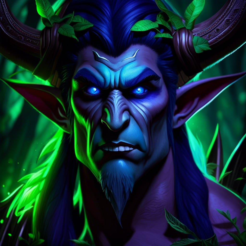 Malfurion Stormrage Portrait in a Fantasy Forest