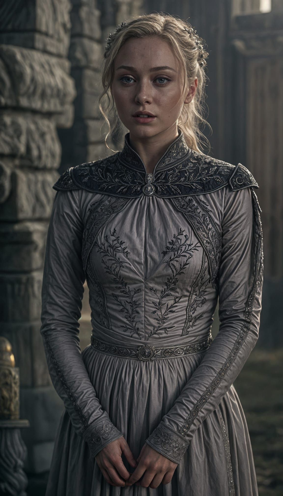 Sarah Gadon as Wallachian Princess with Silver Hair and Viol...