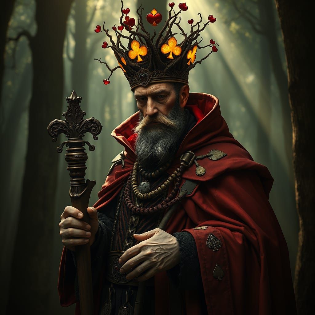 Weary King of Hearts as Forest Guardian, Root Crown, Oak Sce...