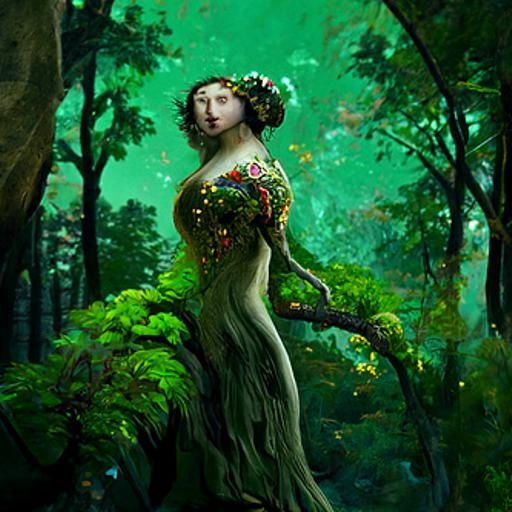 Queen of the Forest: Hyperrealistic Digital Art Nouveau