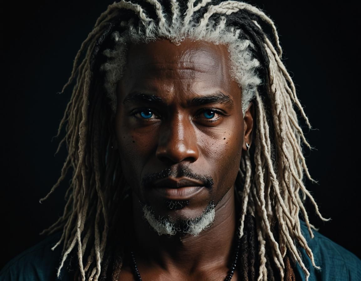 Dramatic Portrait of Man with White Hair