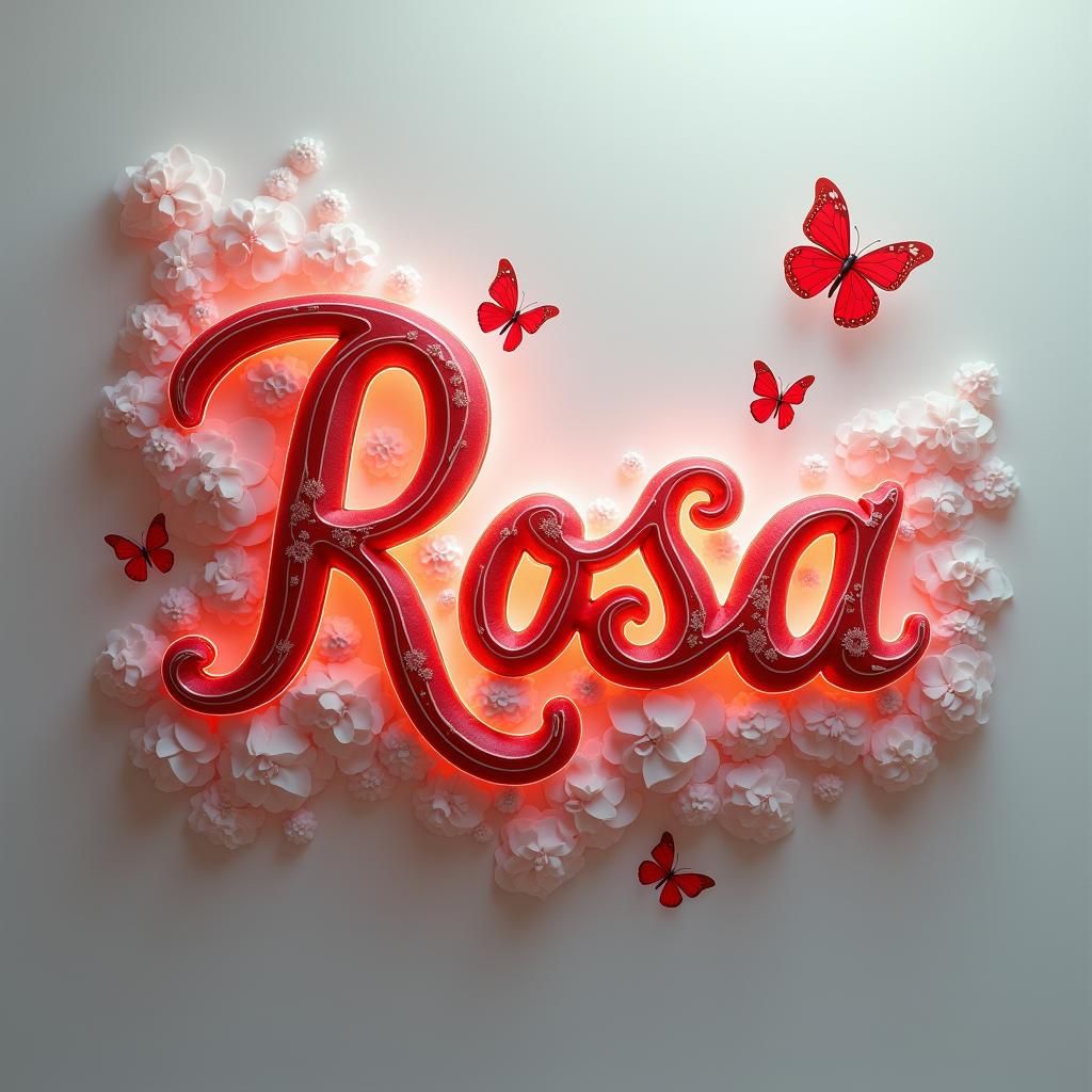 Elegant 3D "Rosa" Rendering with Butterflies