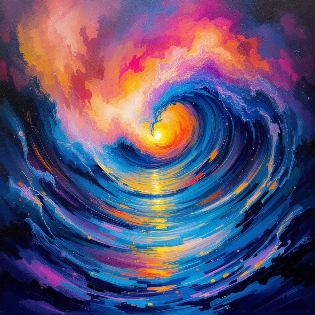 Surreal Oil Painting of Melting Waves