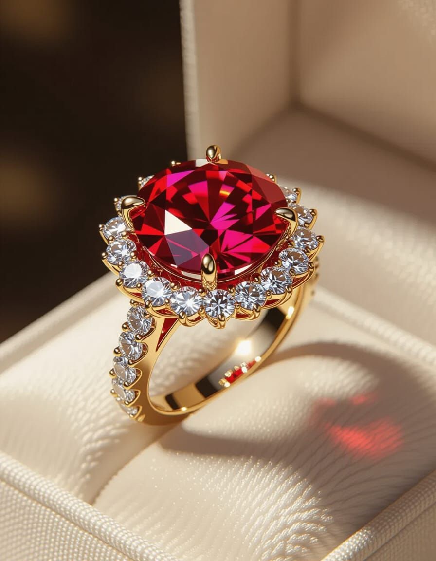Kingly Ruby Gemstone Wedding Ring with Diamonds