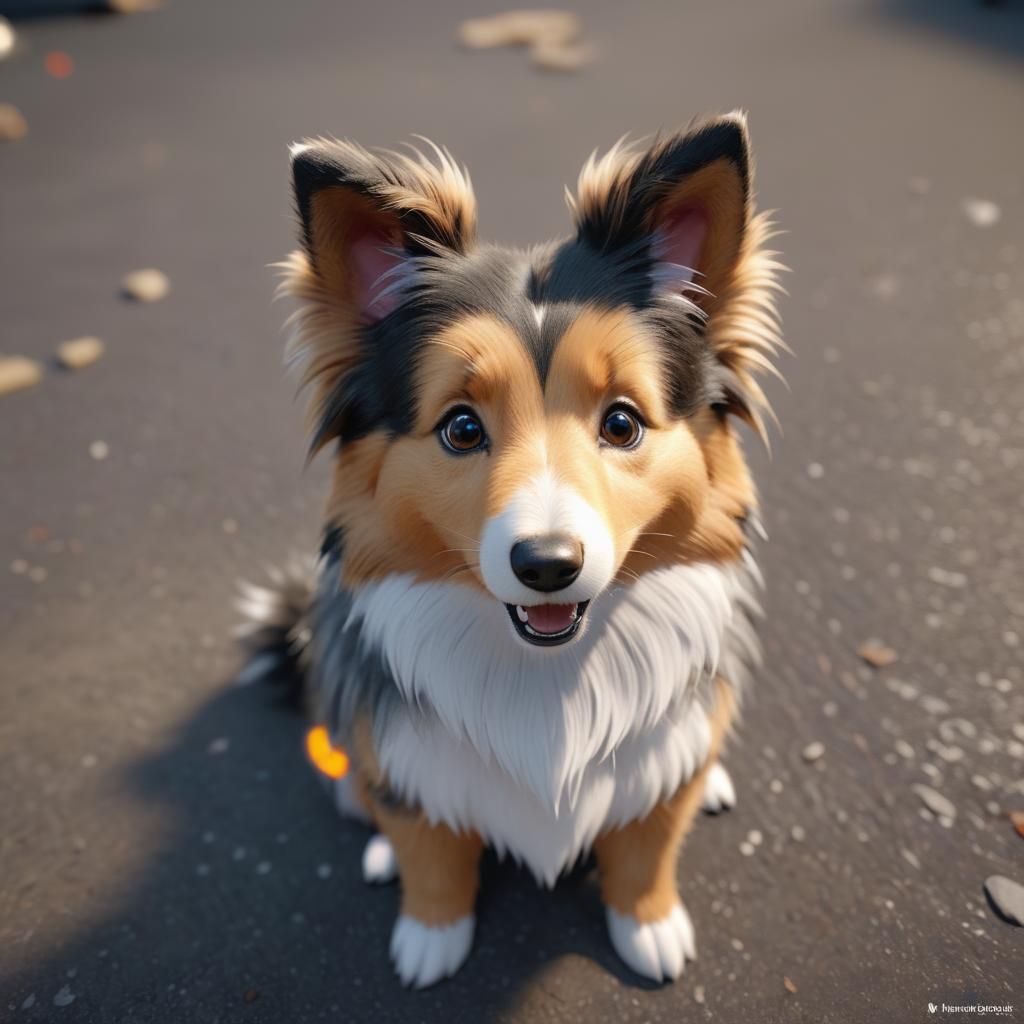 Cute Sheltie Begs For Pets: 3D Game Cinematic