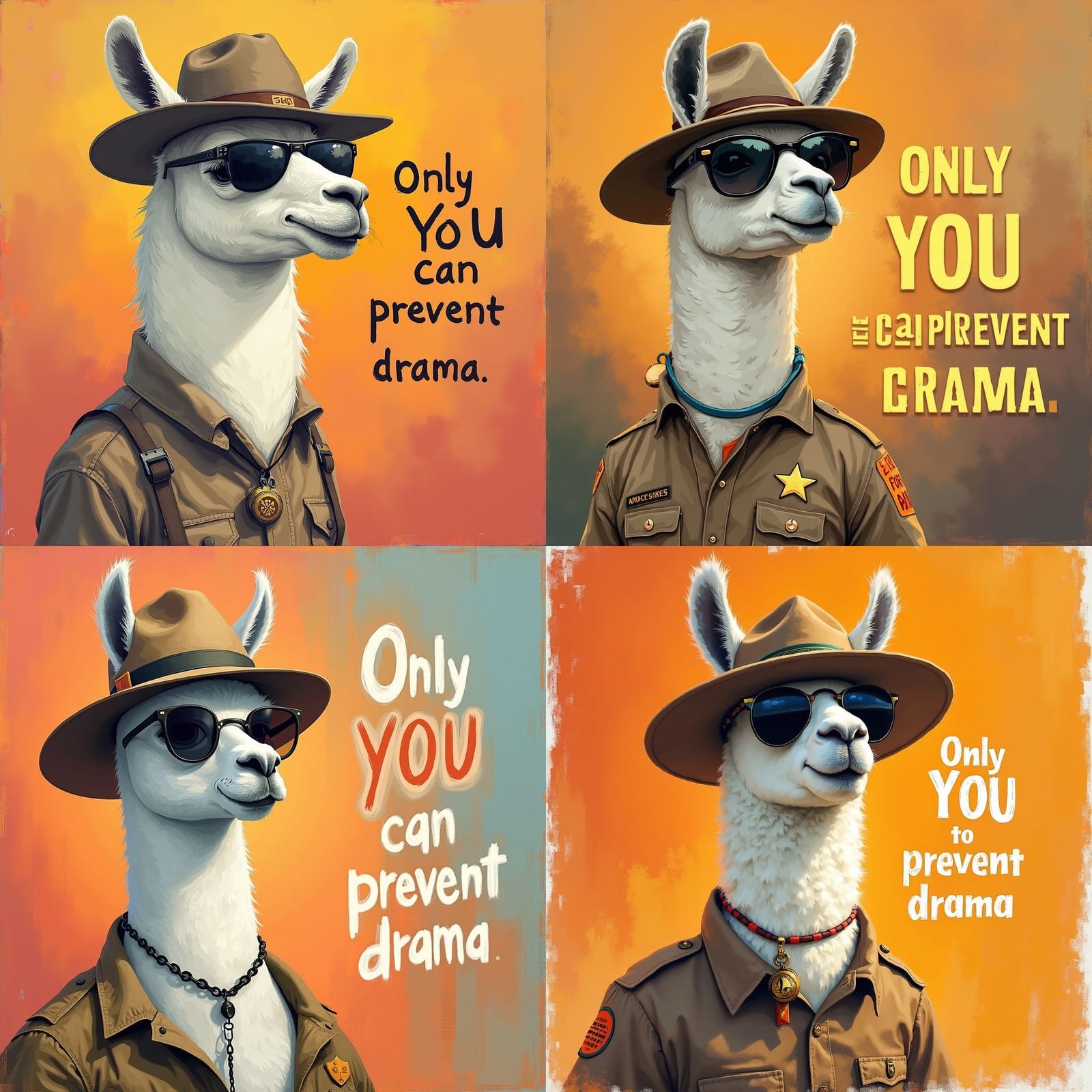 Llama Park Ranger in Oil Painting Style