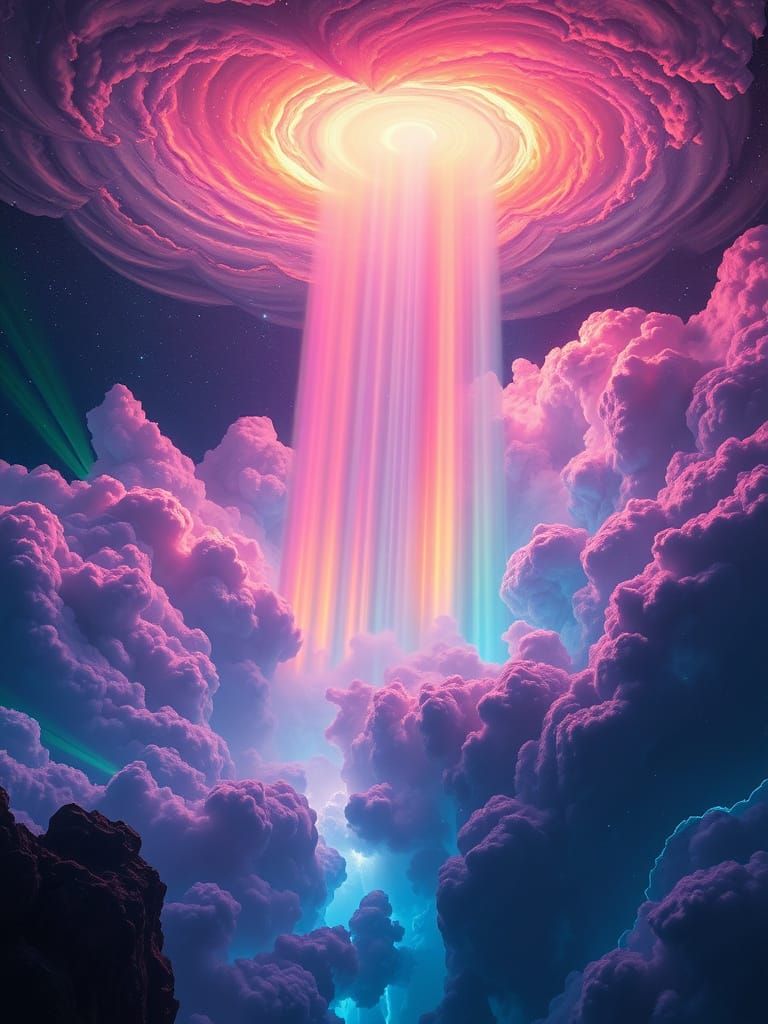 Ethereal Cosmic Vortices in Vibrant Hyperrealism