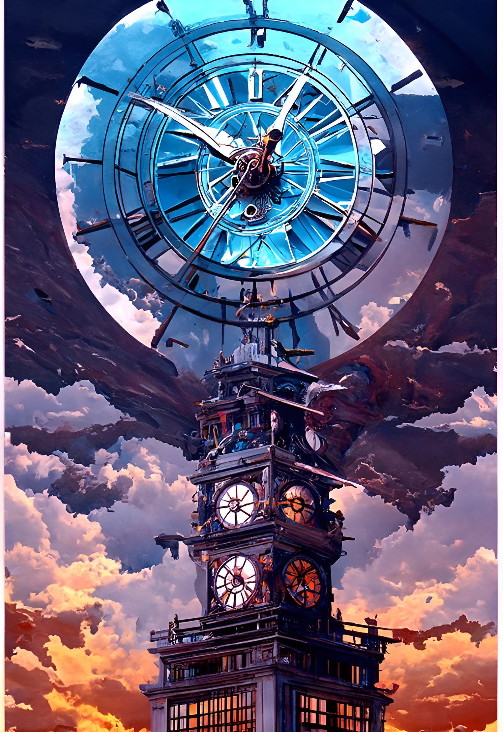 Clockwork Angel Falls From Heaven: Hyperrealistic Painting