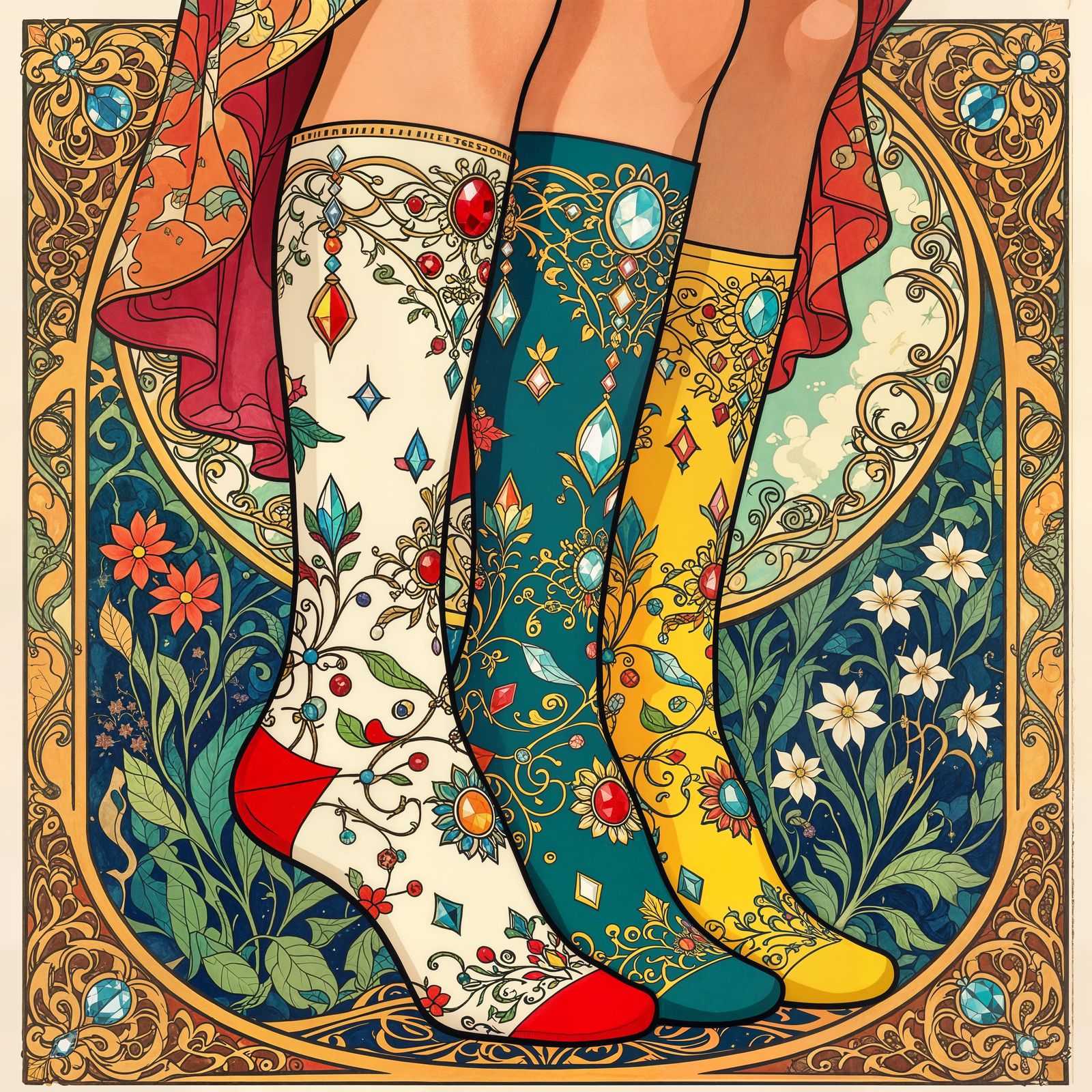 Crystal and Gemstone Embellished Long Socks