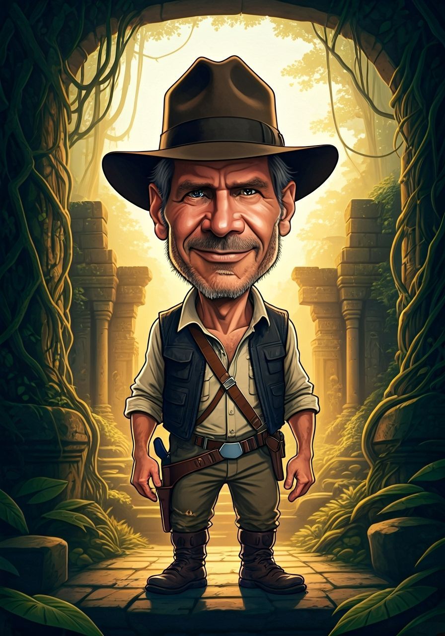 Harrison Ford Caricature: Indy, Han Solo, Deckard Fusion
