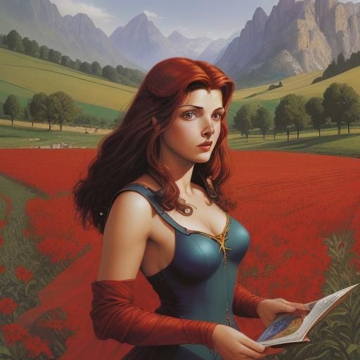 Red Apple on Crescent Moon Swing, Comic Art