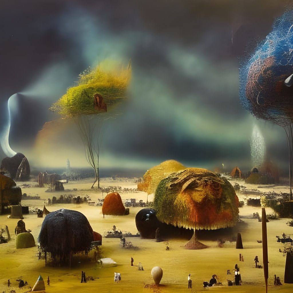 Surreal Hallucinatory Scene of Man Pinned to Wall