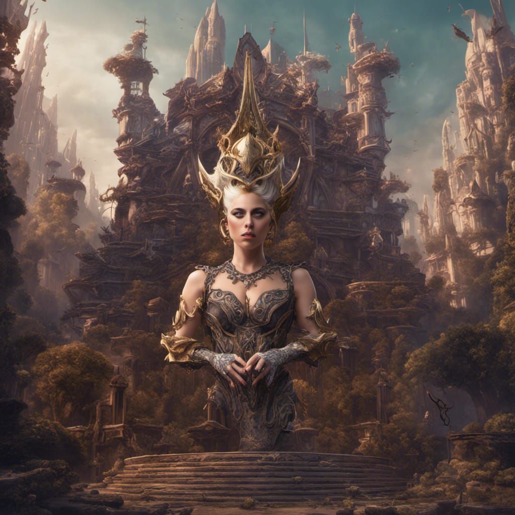 Lady Gaga: Detailed Matte Painting in Deep Color