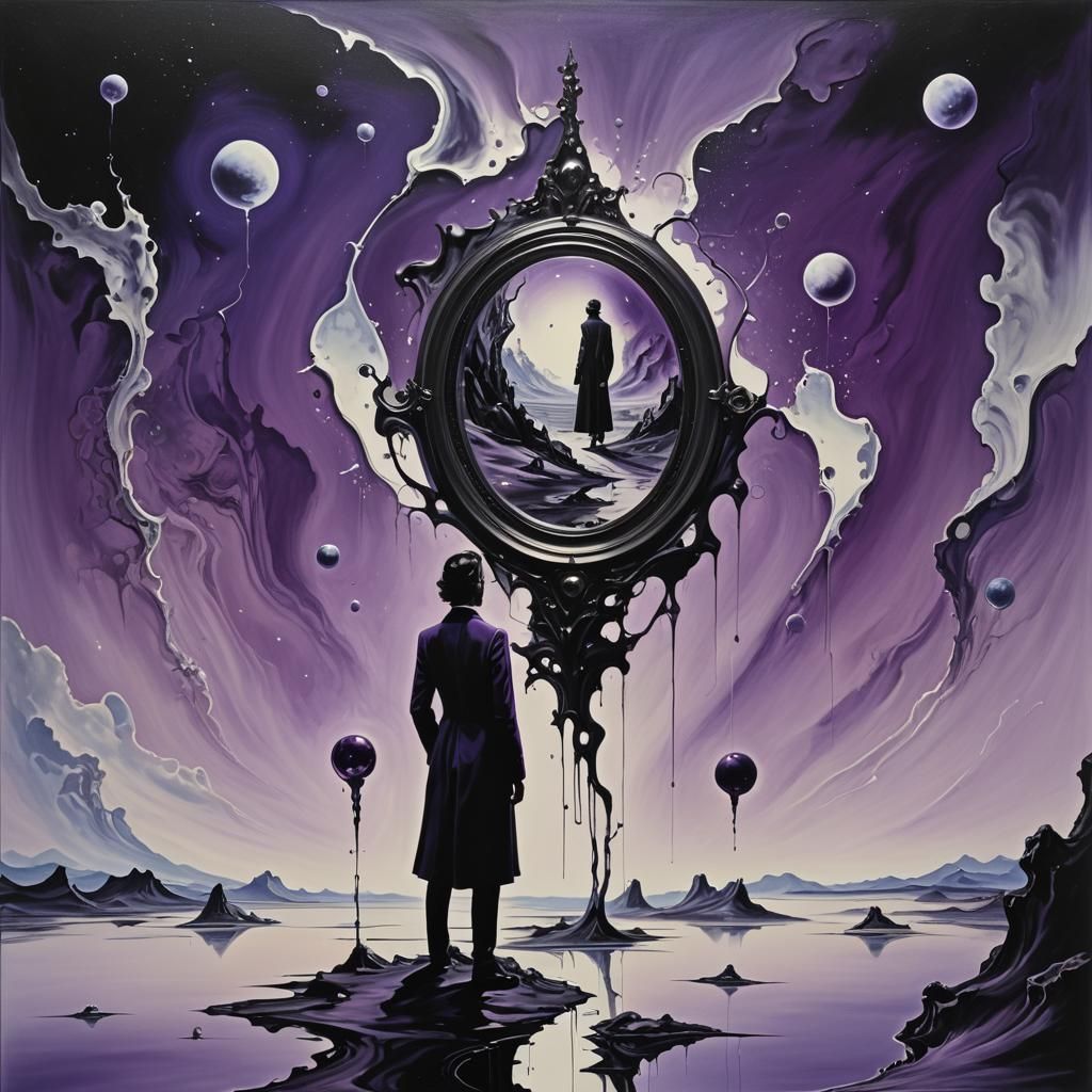 Surreal Dimension Break with Female Silhouette