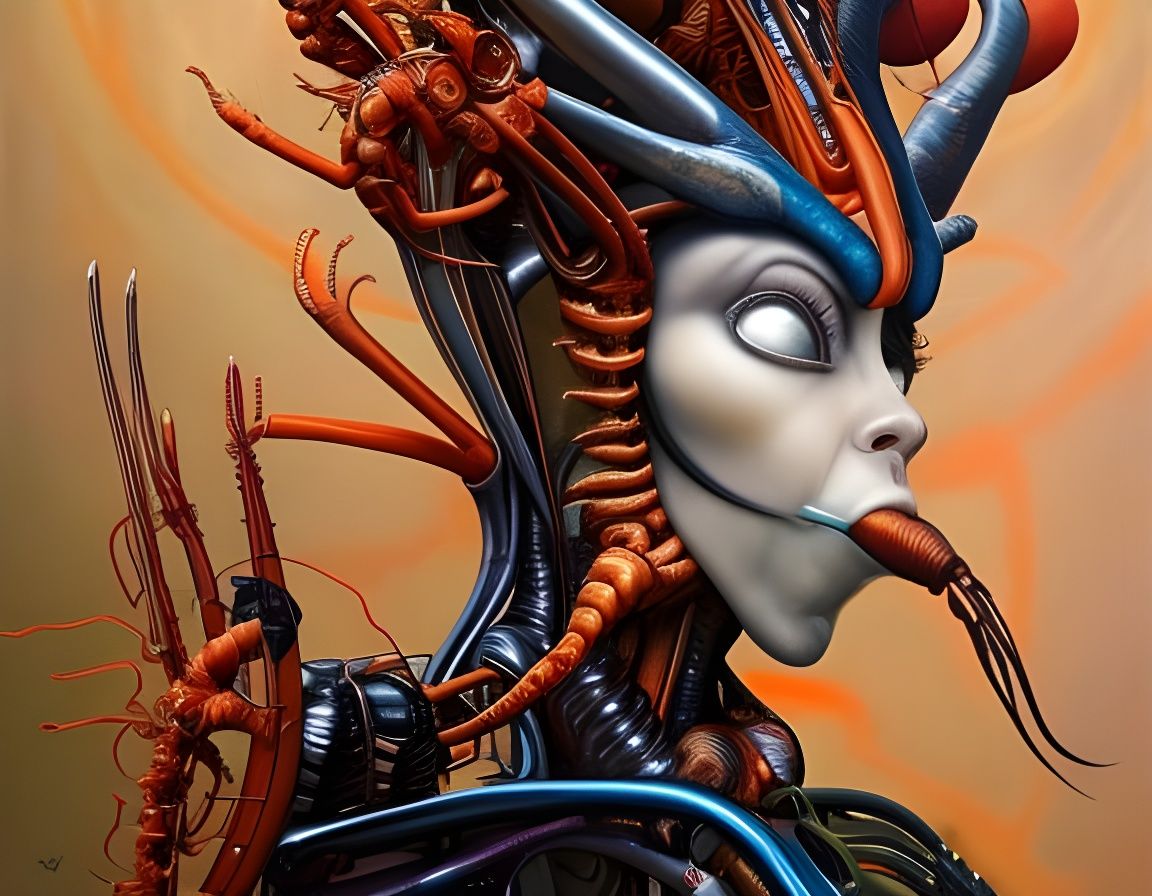 Biomechanical Bugs Bunny with Cybernetic Implants