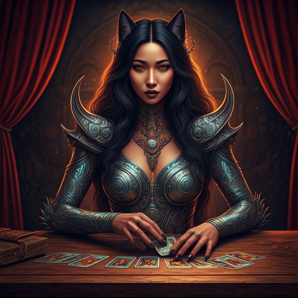 Gorgeous hybrid retro future Asian cynocephali anthropomorphic woman wearing non Newtonian liquid metal fabric stylized...