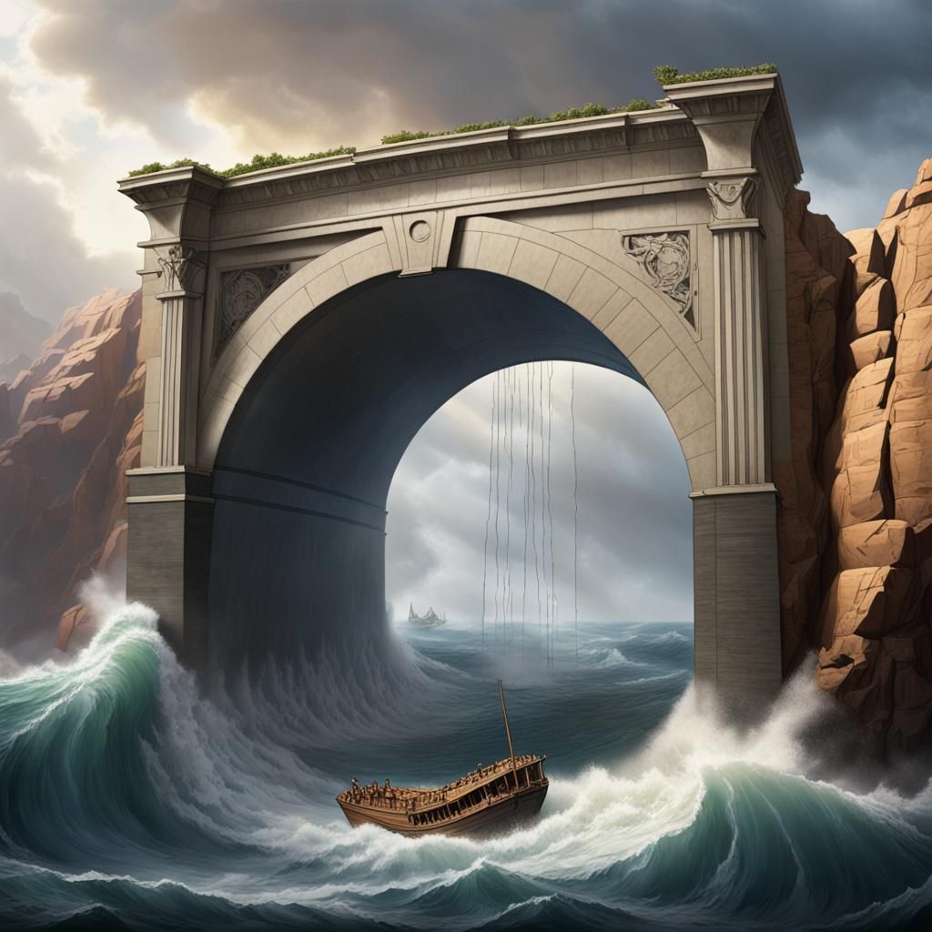 Noah's Ark Sinking in Stormy Seas