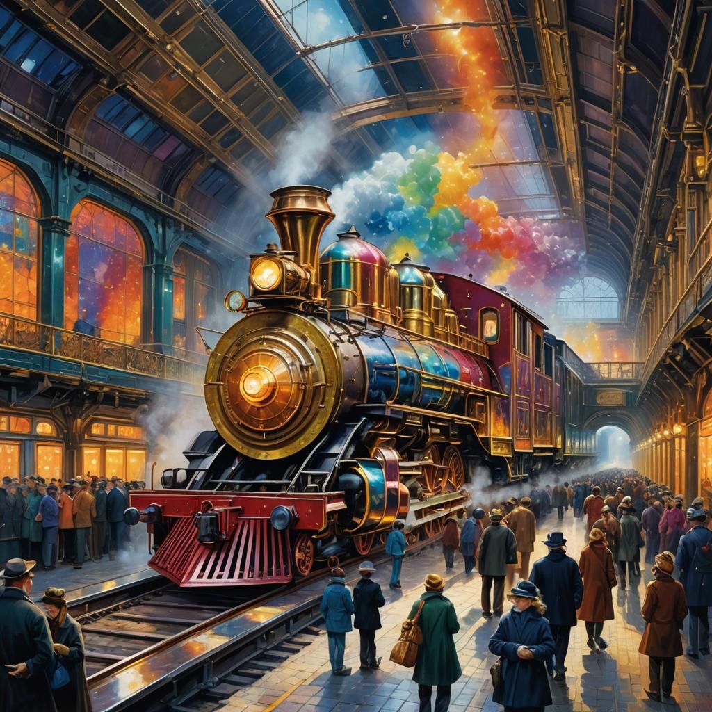 Vivid Crystal Train in Colorful Containment Area