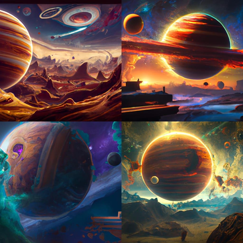 Jupiter: Detailed Matte Painting in Cosmic Art Style