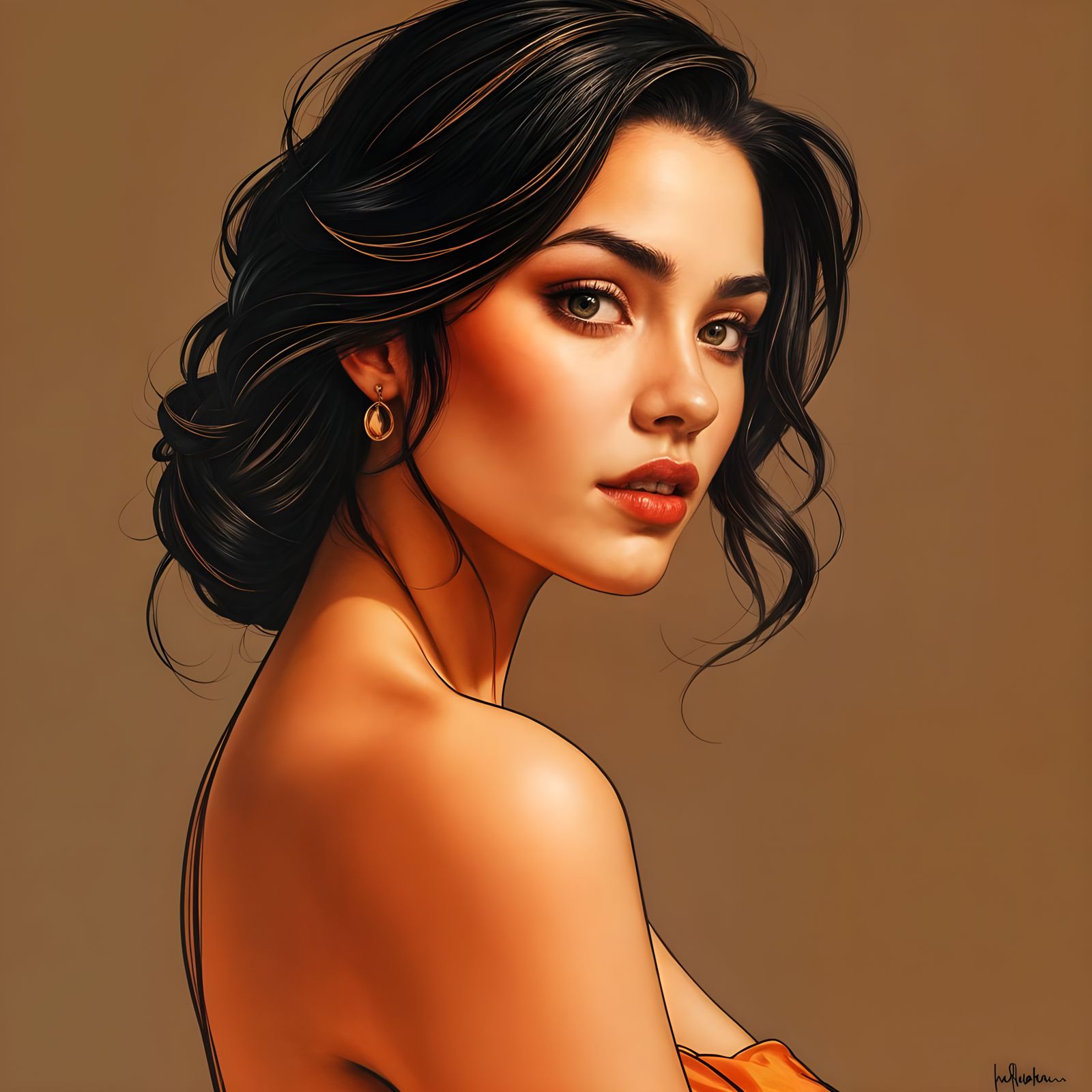 Elegant Young Woman in Post-Apocalyptic Chiaroscuro