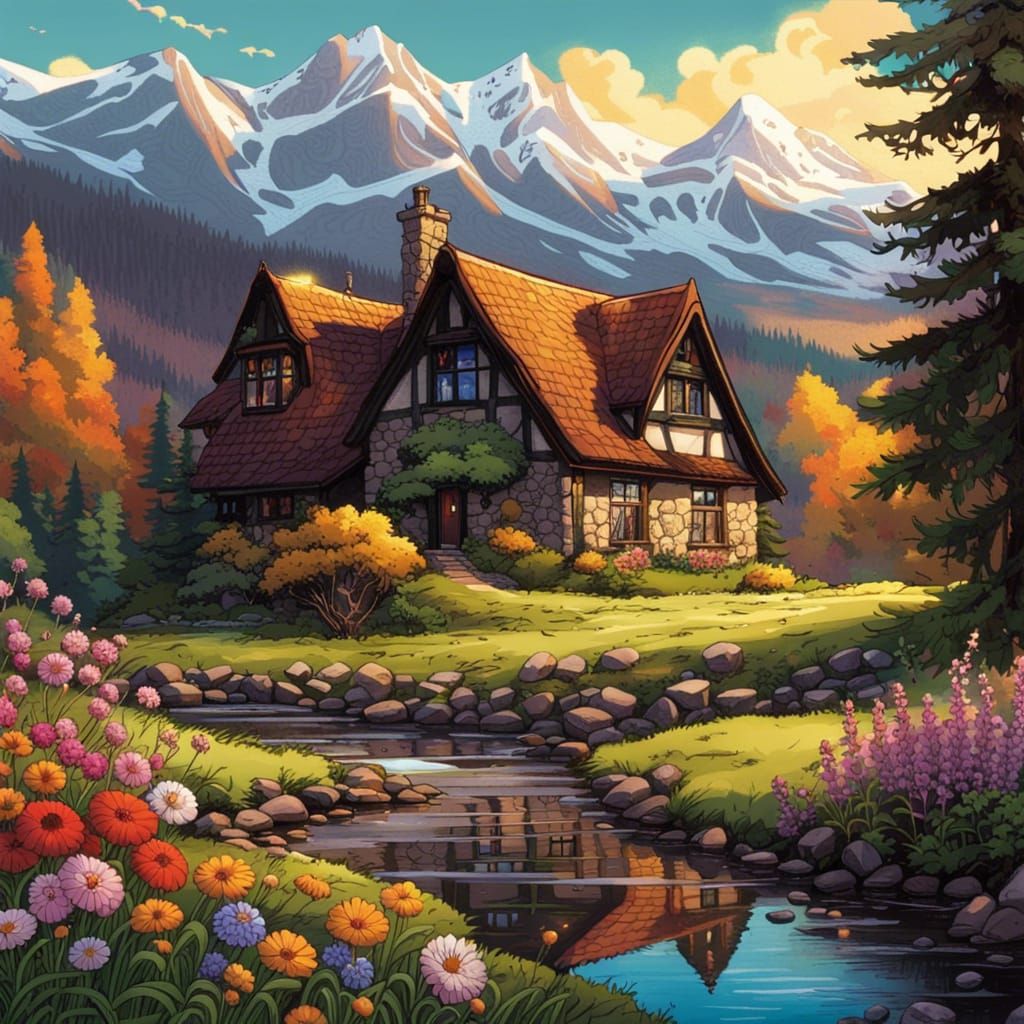 High Gothic Cottage in Scottish Highlands, Comic Art