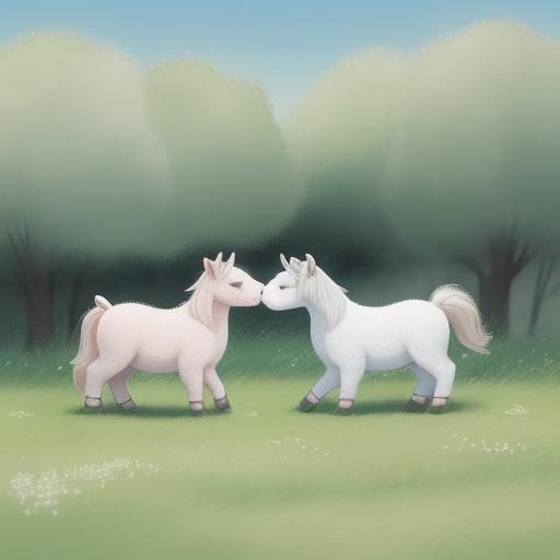 Manga Style Miniature Shetland Pony and Foal