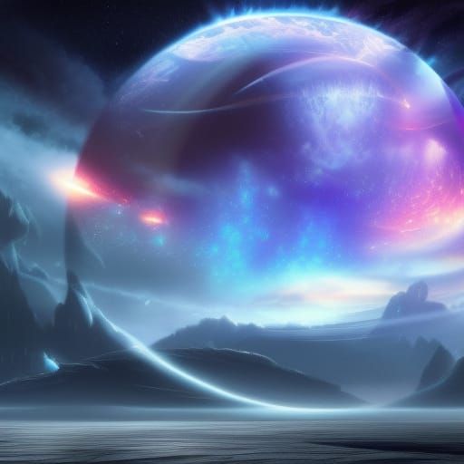 Futuristic Starship in Deep Space: Digital Matte Painting