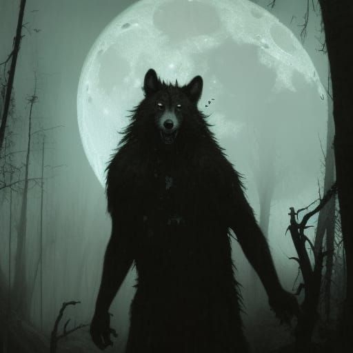 Eerie Werewolf in Dark Swamp: Gothic Horror