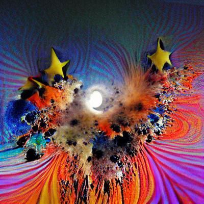 Celestial Explosion: Moon and Star Symphony