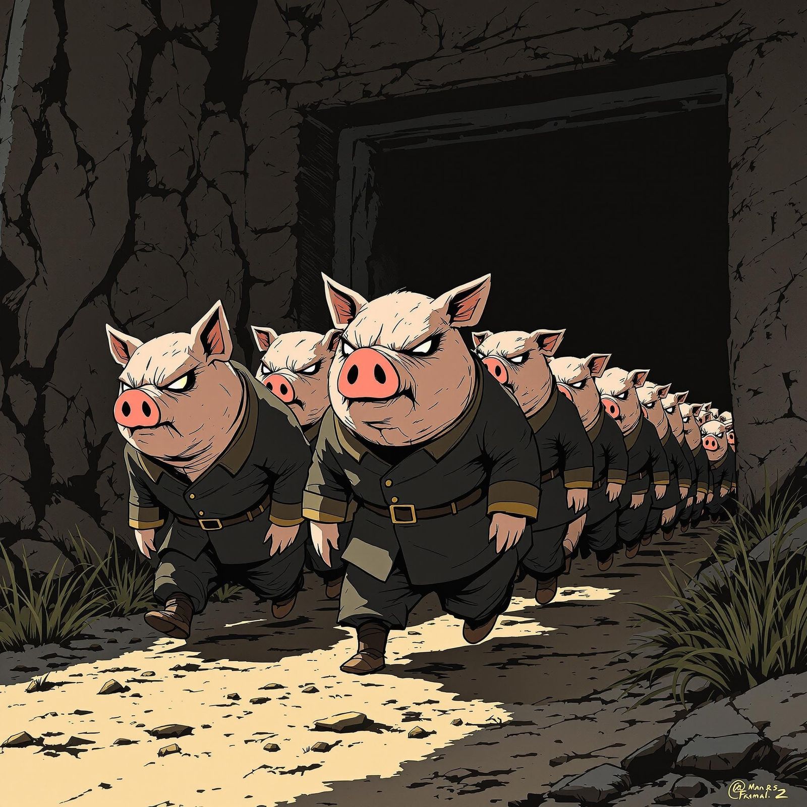 Animal Farm Rebellion in Anime Style