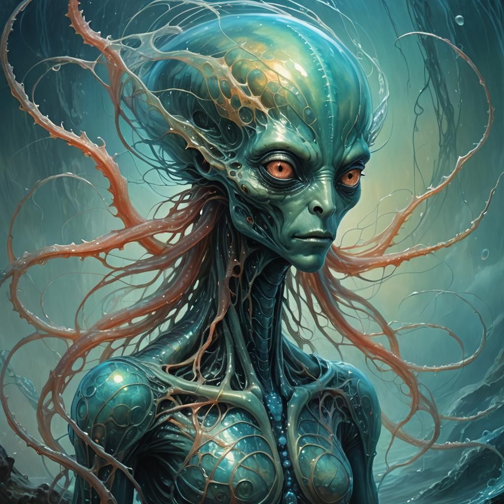 Beksiński-Inspired Sea Alien Concept Art