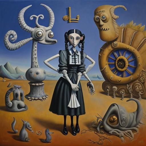 Surreal Cartoon Girl in Remedios Varo Style