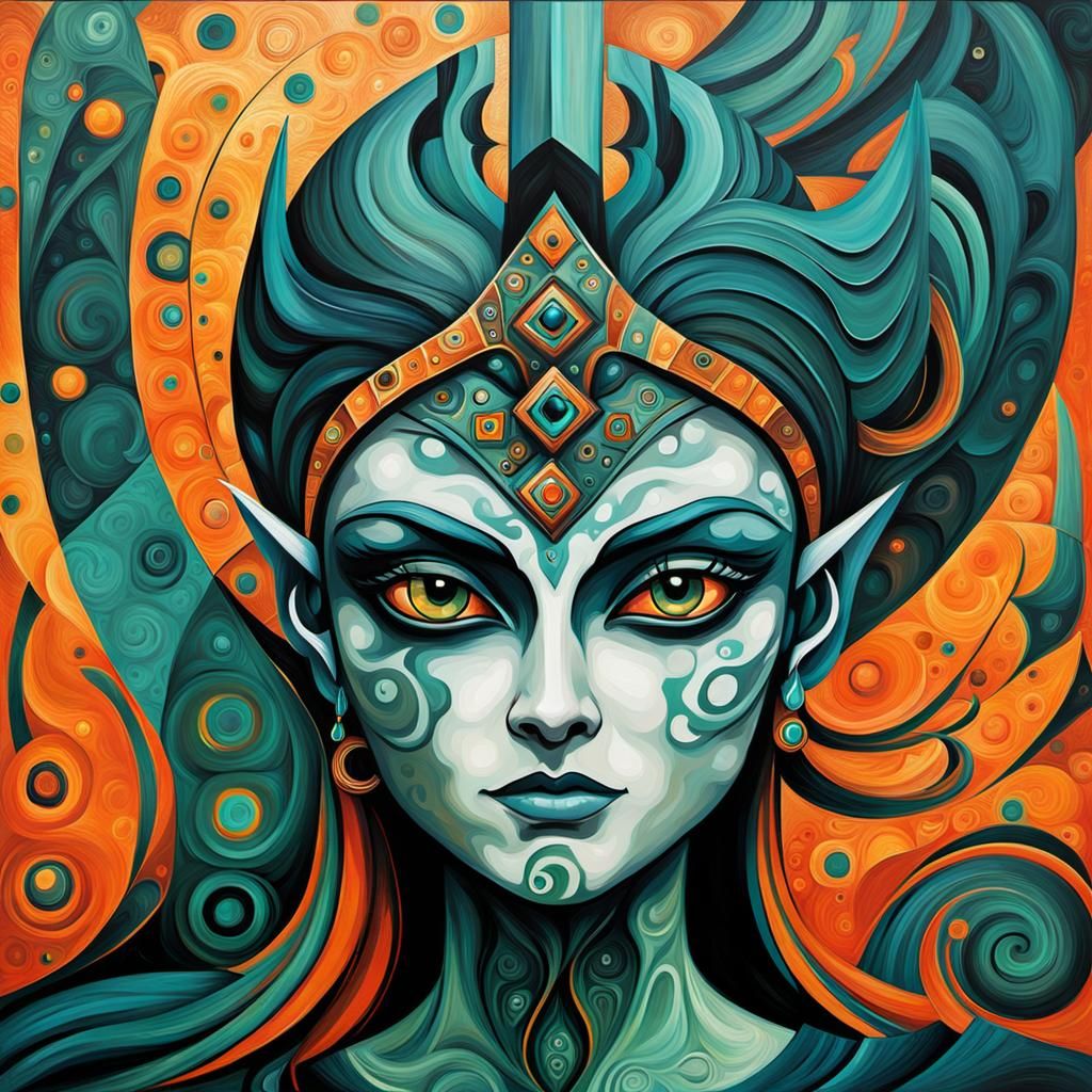 Abstract Portrait of Midna in Complementary Colors