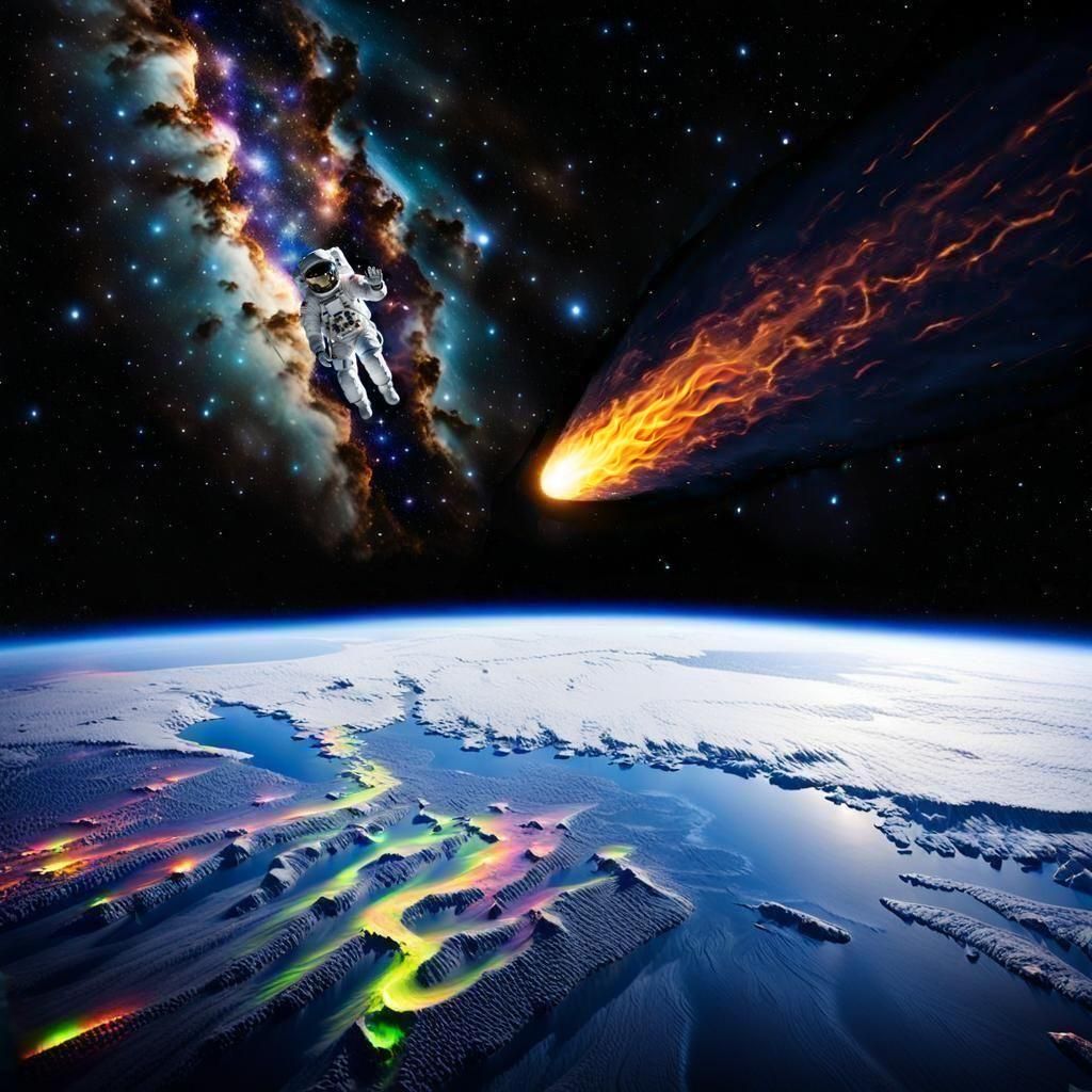 Fiery Shooting Star with Detailed Flames