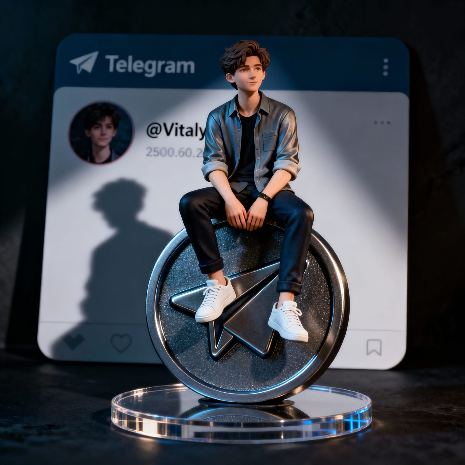 Collectible Figurine of Young Man on Telegram Logo