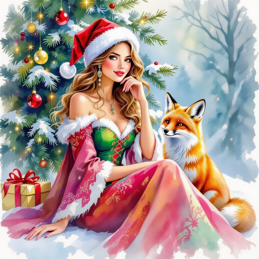 Fantasy Forest Witch Sitting by Enchanted Tree