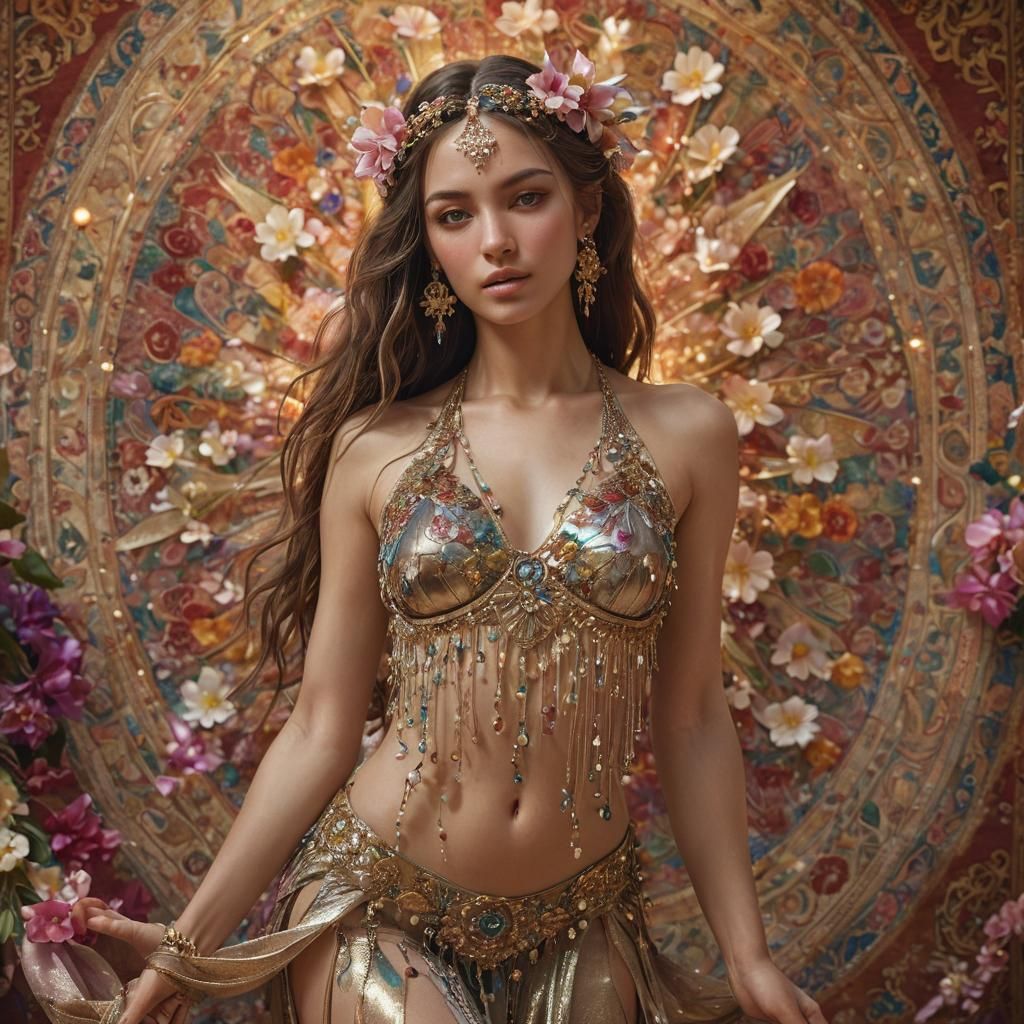 Floral Woman with Thorns in Hyperrealistic Digital Art