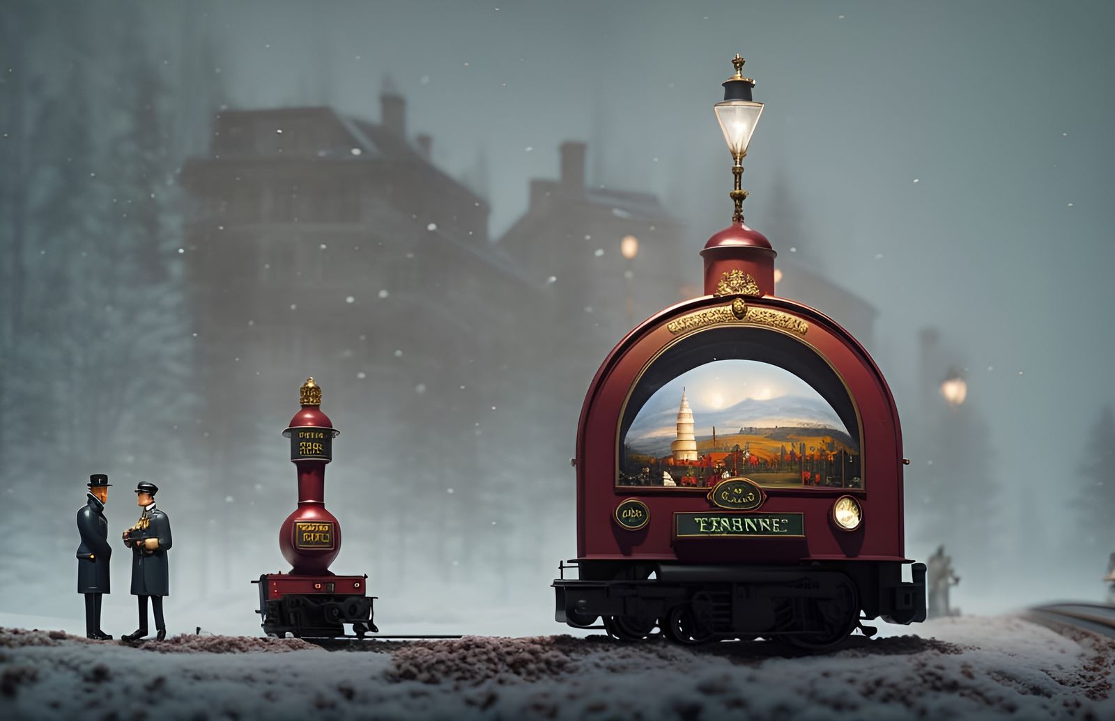 Miniature Orient Express in Snow Globe