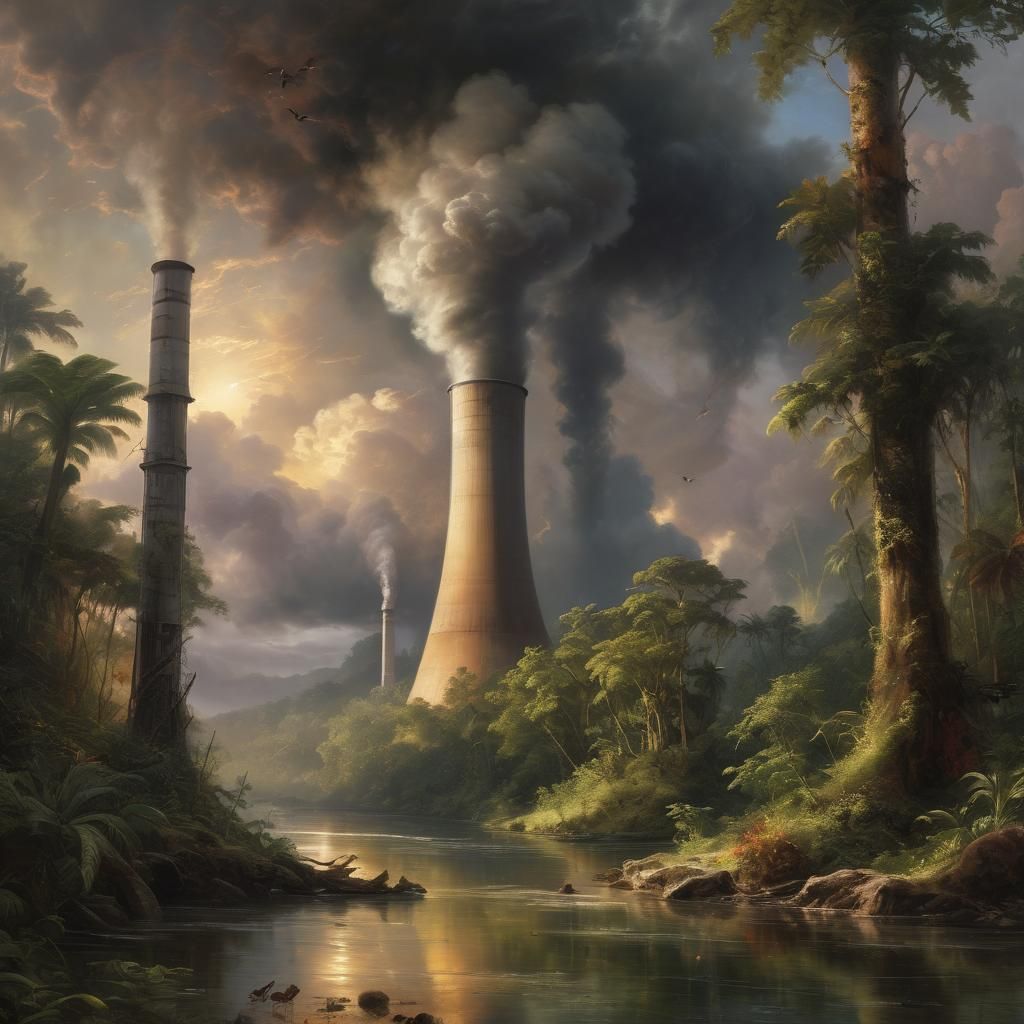 Tropical Rainforest Nuclear Plant in Luminist Style