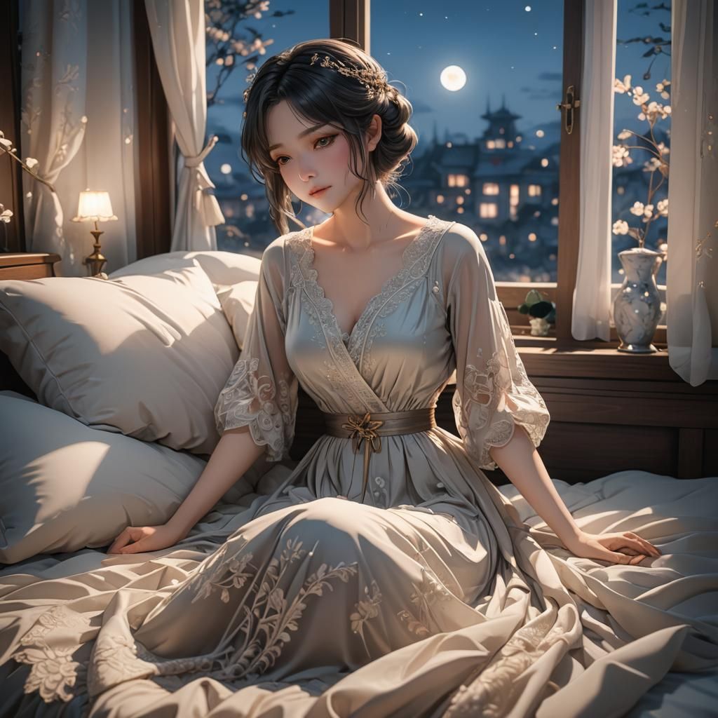Sensual Tradwife in Bed: 3D Anime Art
