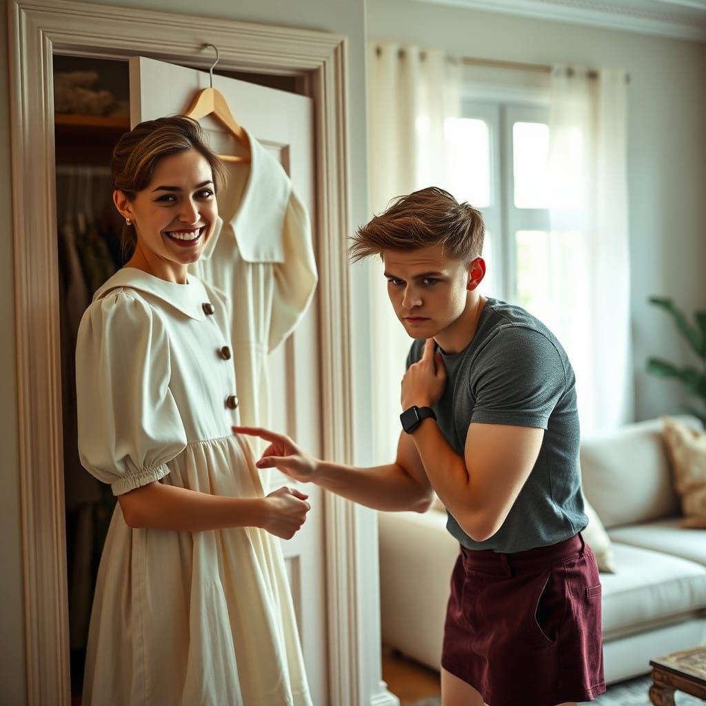 Whimsical Fashion Moment Captured in a Cozy Living Room