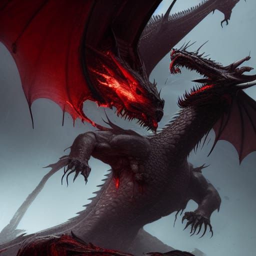 Dragon Ripping Human: Dark Fantasy Art in 8K