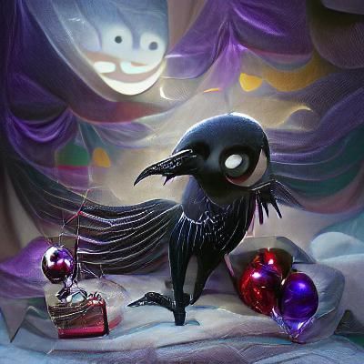Dark Raven Brings Shiny Gifts, Art Nouveau Style